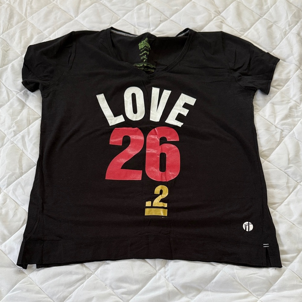 Raw Threads Black Graphic Tee with Red and White Print